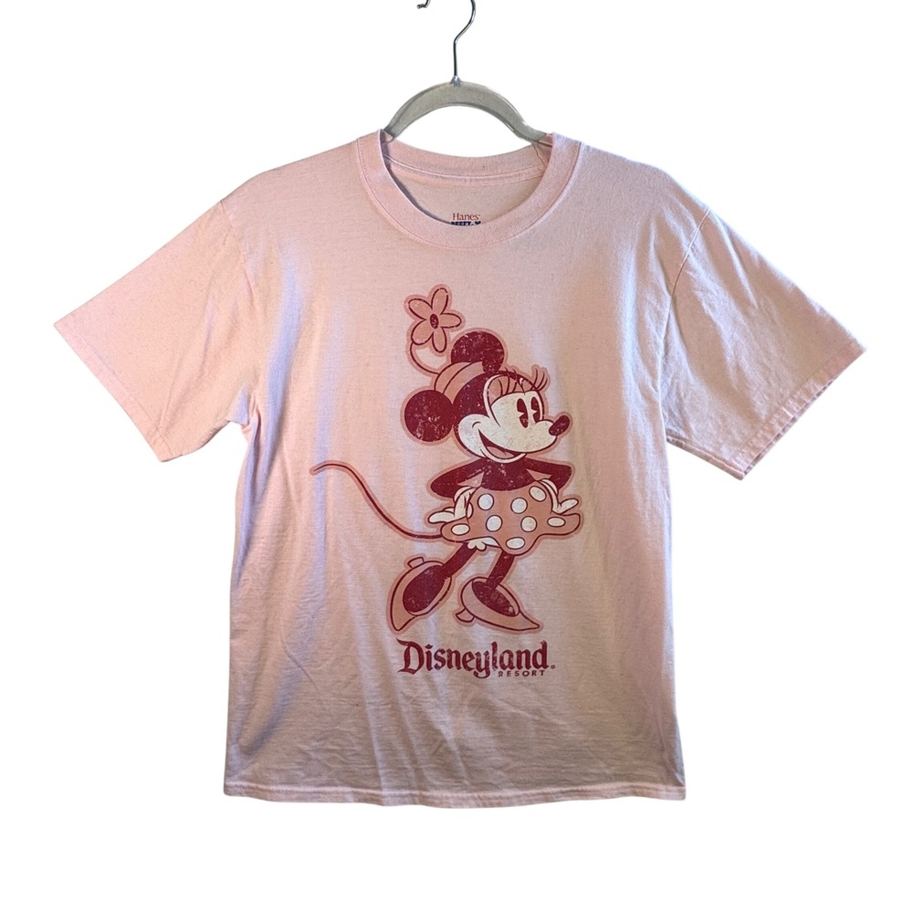 Disney Parks Minnie Mouse Disneyland Resort T-Shirt Pink Cotton Hanes Medium‎ M